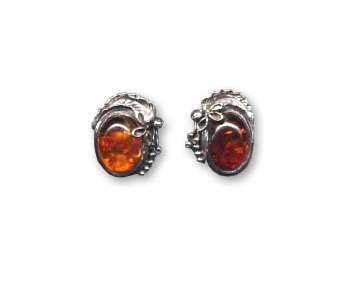 Silver with Amber Stone