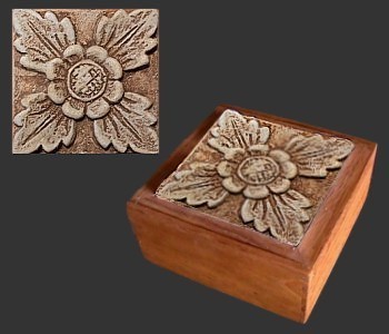 Relief Ceramic Accessory Box 10x10 cm