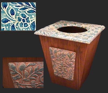 Painted Ceramic Dustbin 30x30x30(h) cm