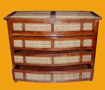 Bamboo Chest of 4 Drawers Oval Front