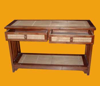 Bamboo Console Table 2 Drawers